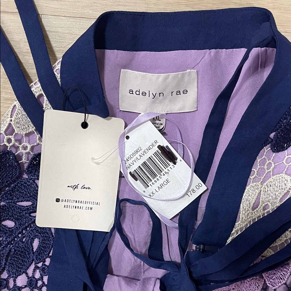 Adelyn Rae Purple and Cream Midi Dress - Picture 2 of 9